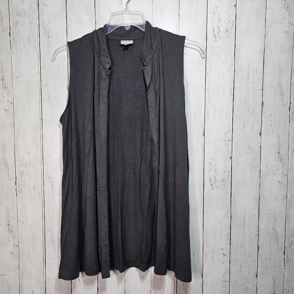 J. Jill Womens Gray Stretch Knit Sleeveless Open Cardigan Tunic Vest Size Medium